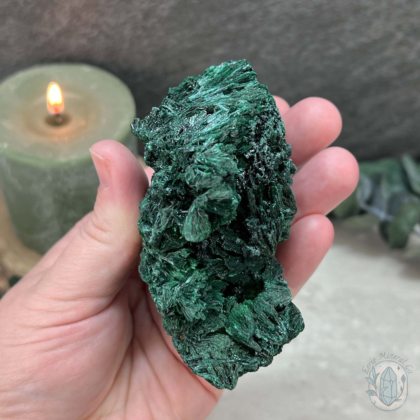 Natural Fibrous Silky Malachite Specimen From the Congo