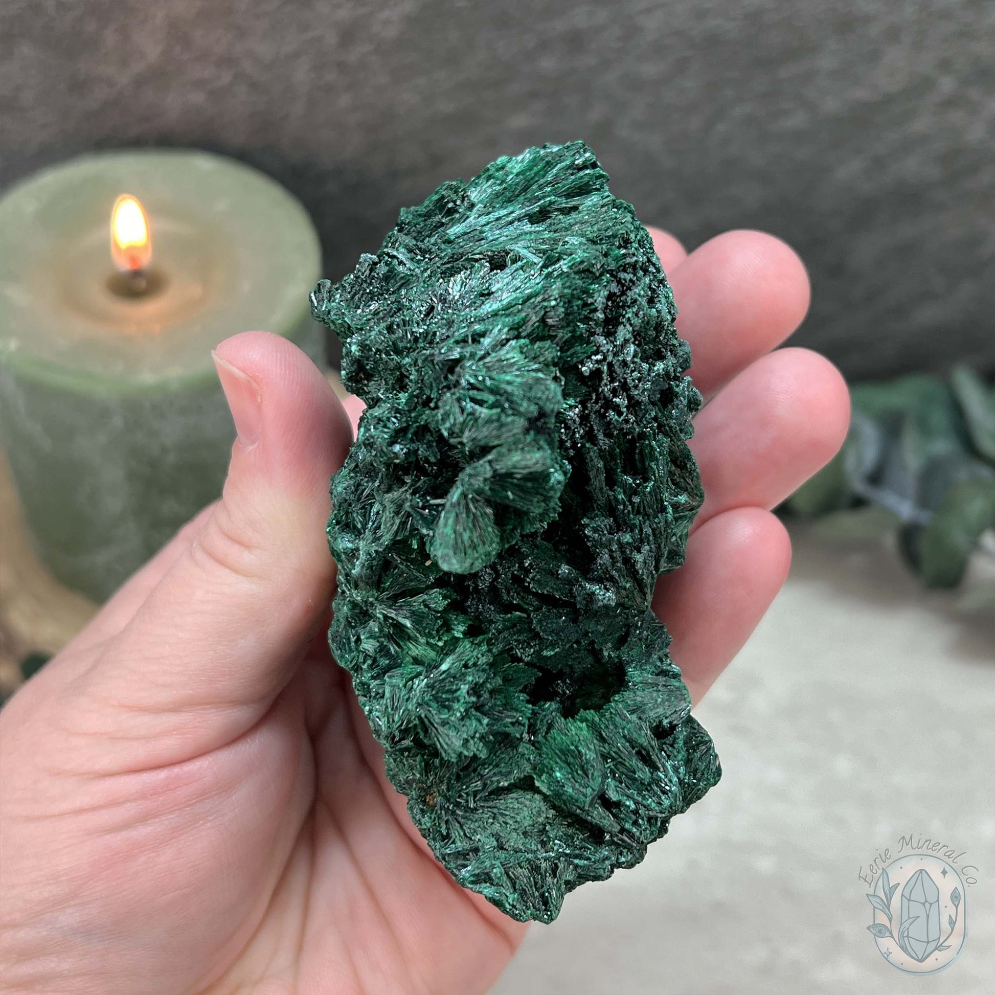 Natural Fibrous Silky Malachite Specimen From the Congo