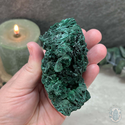 Natural Fibrous Silky Malachite Specimen From the Congo