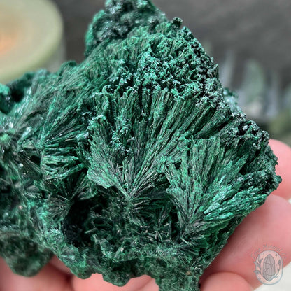 Natural Fibrous Silky Malachite Specimen From the Congo