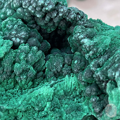 Natural Silky Velvet Malachite Specimen With Stand
