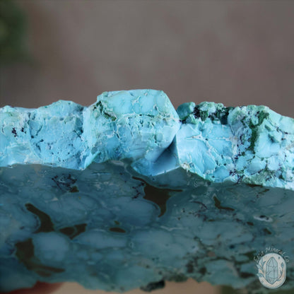Polished Chrysocolla and Malachite Slab with Stand