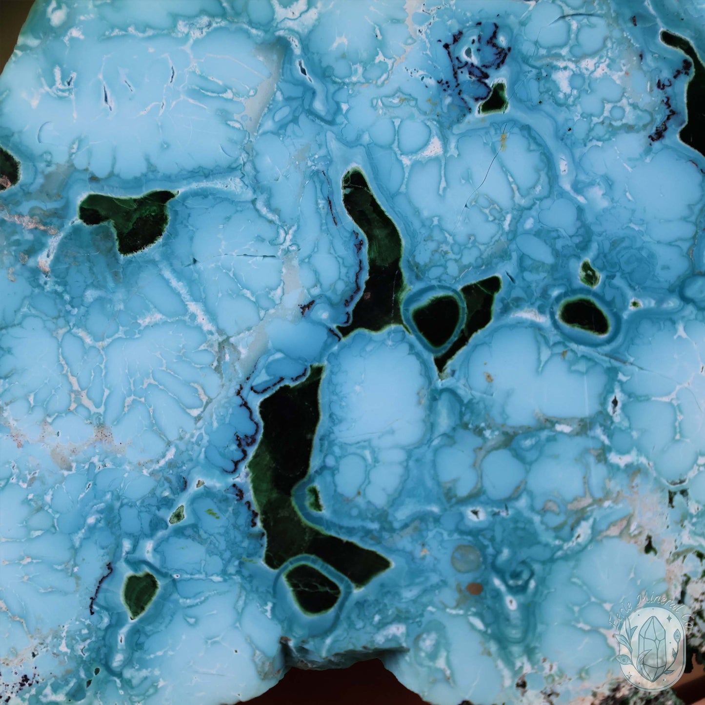 Polished Chrysocolla and Malachite Slab with Stand