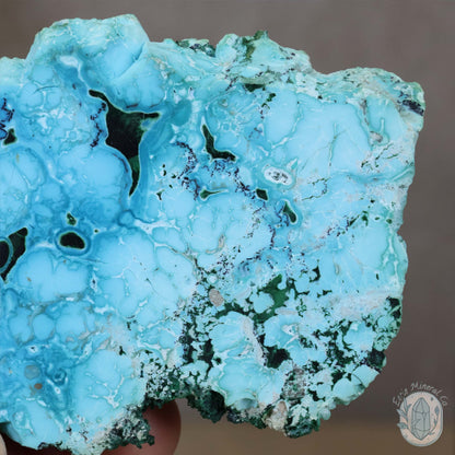 Polished Chrysocolla and Malachite Slab with Stand
