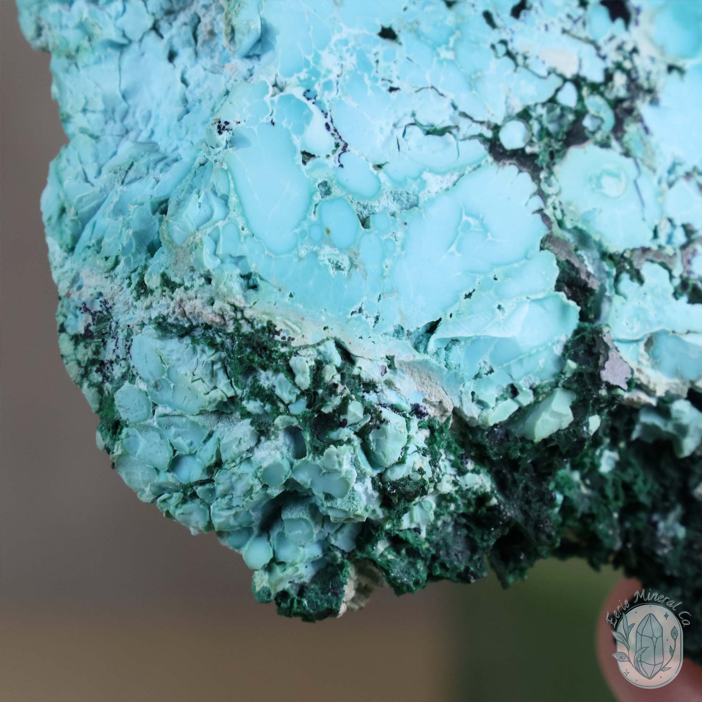 Polished Chrysocolla and Malachite Slab with Stand