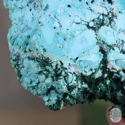 Polished Chrysocolla and Malachite Slab with Stand