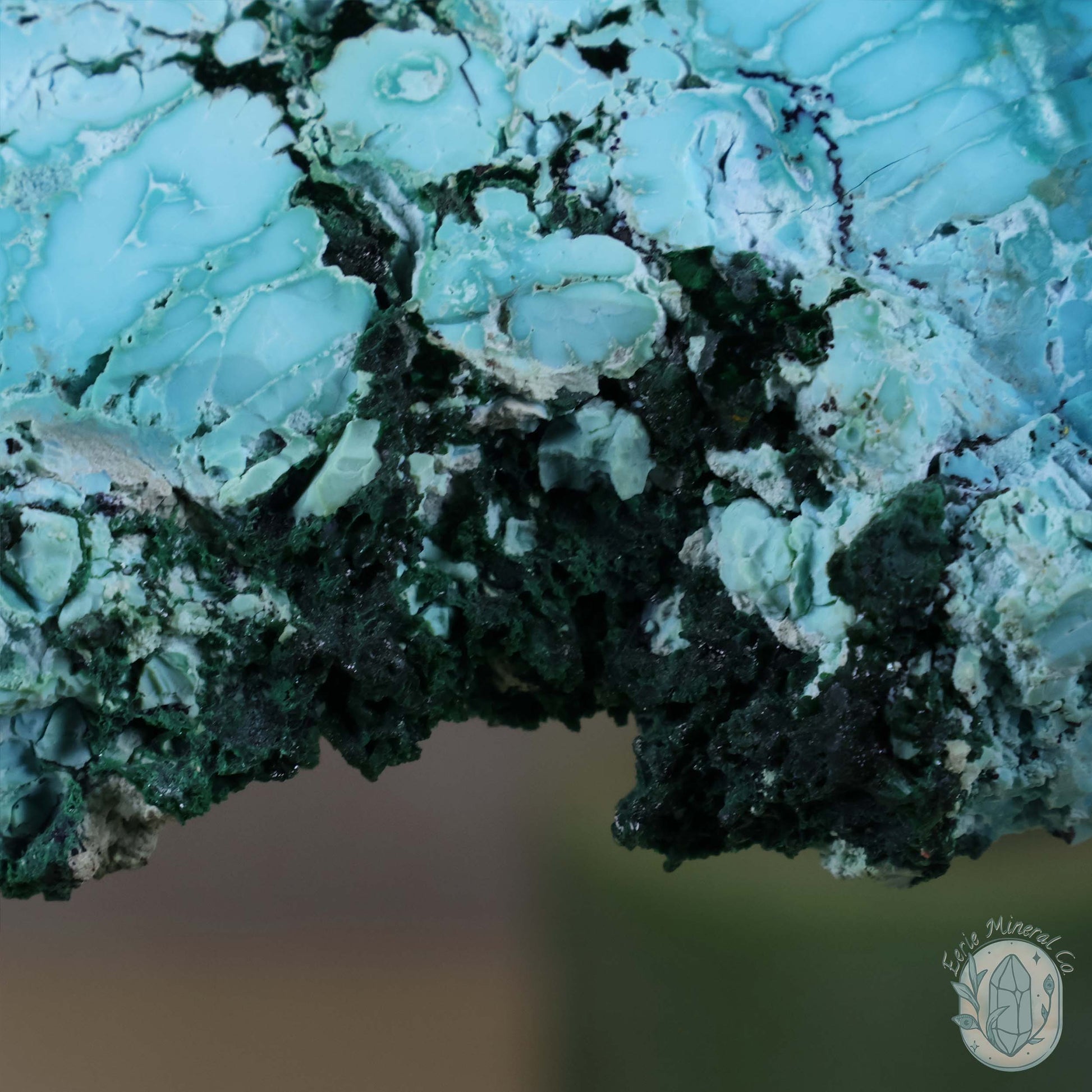 Polished Chrysocolla and Malachite Slab with Stand