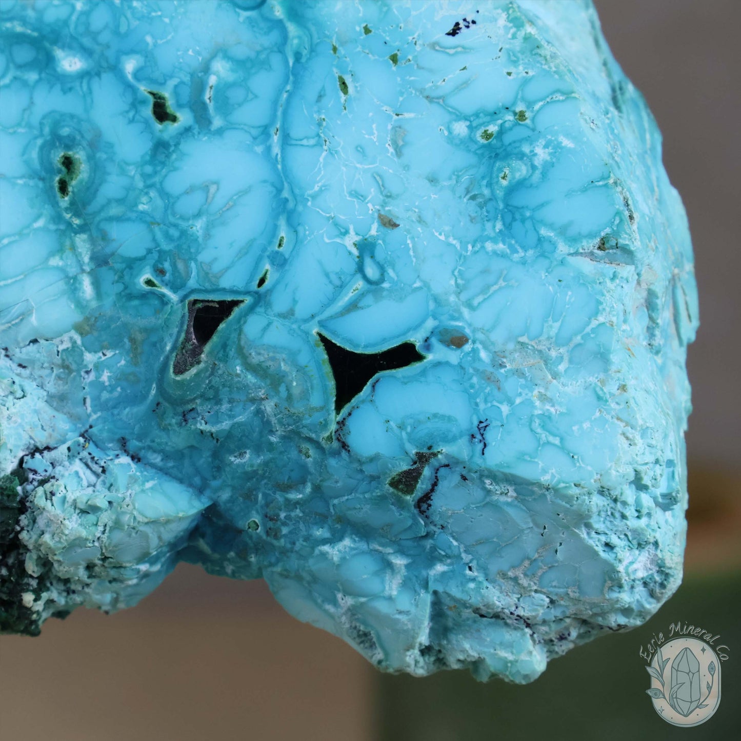 Polished Chrysocolla and Malachite Slab with Stand