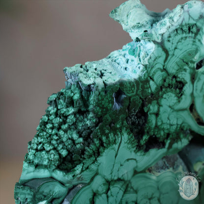 Polished Raw Malachite with Chrysocolla Slab with Display Stand