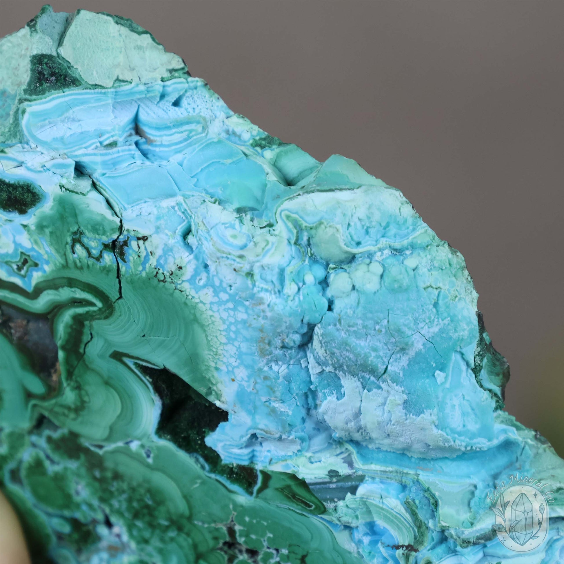 Polished Chrysocolla and Malachite Slab with Stand