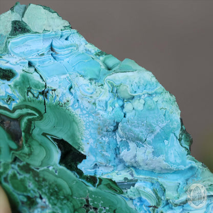 Polished Chrysocolla and Malachite Slab with Stand