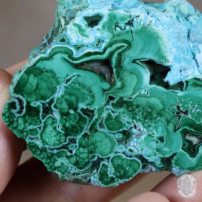 Polished Chrysocolla and Malachite Slab with Stand