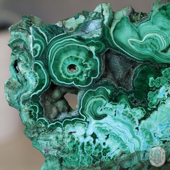 Polished Chrysocolla and Malachite Slab with Stand