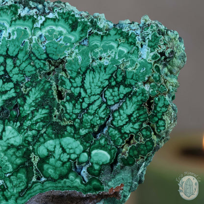 Polished Chrysocolla and Malachite Slab with Stand