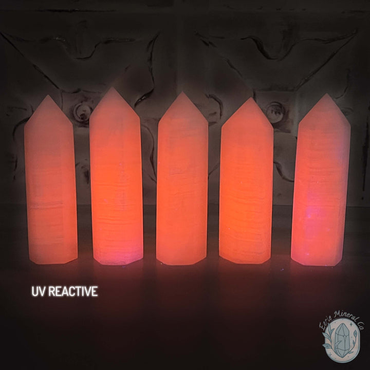 UV Reactive Pink Mangano Calcite Agate Towers