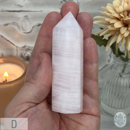 UV Reactive Pink Mangano Calcite Agate Towers