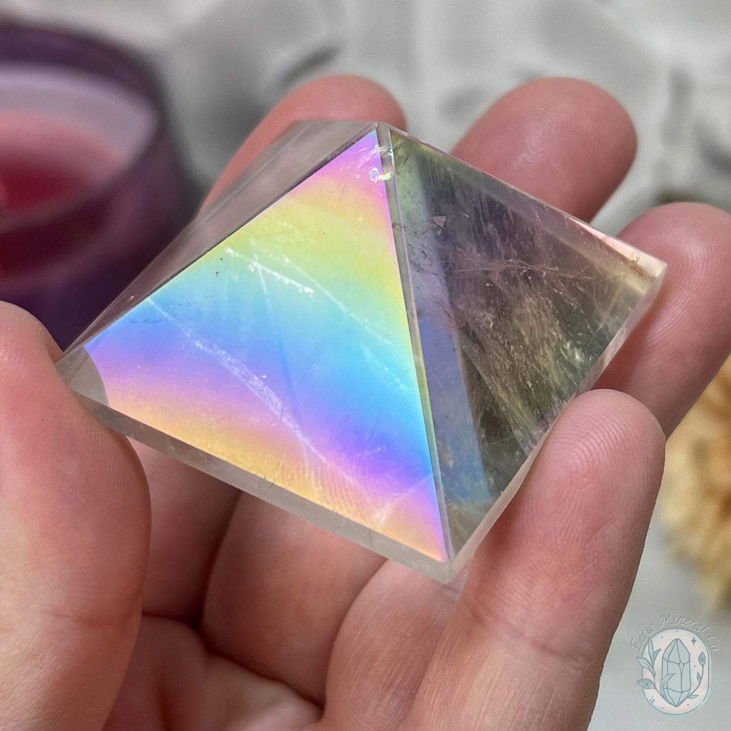 Aura Clear Quartz Pyramid Carvings - Medium