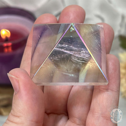 Medium Aura Clear Quartz Pyramid Carvings