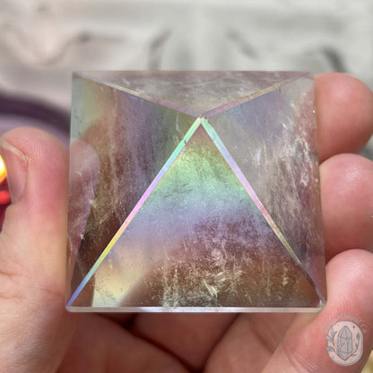 Medium Aura Clear Quartz Pyramid Carvings
