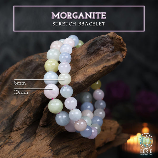 Morganite Beaded Boho Crystal Stretch Bracelet