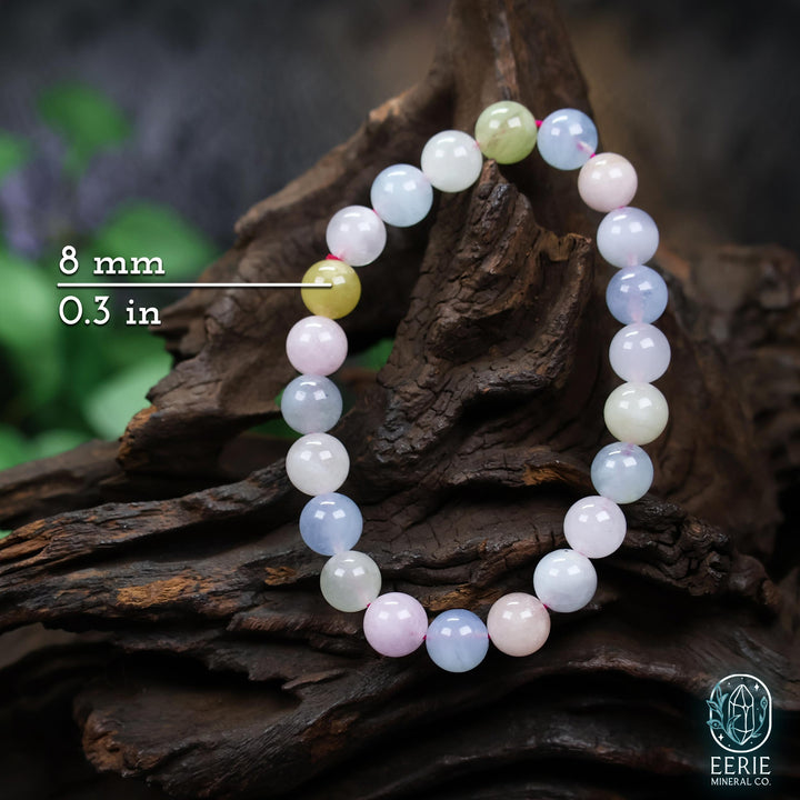 Morganite Beaded Boho Stretch Bracelet