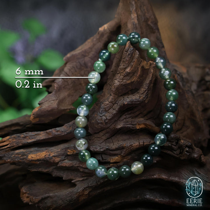 Moss Agate Gemstone Beaded Boho Stretch Bracelet