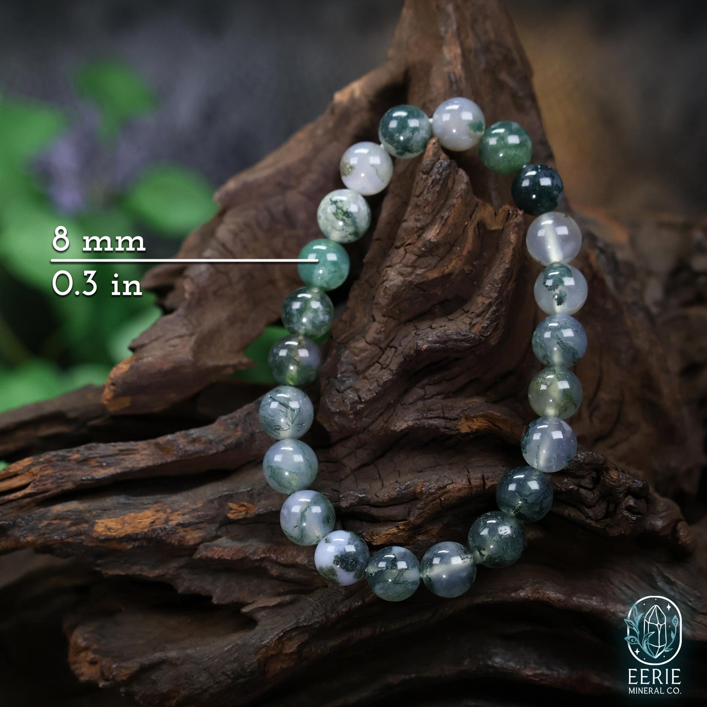 Moss Agate Gemstone Beaded Boho Stretch Bracelet