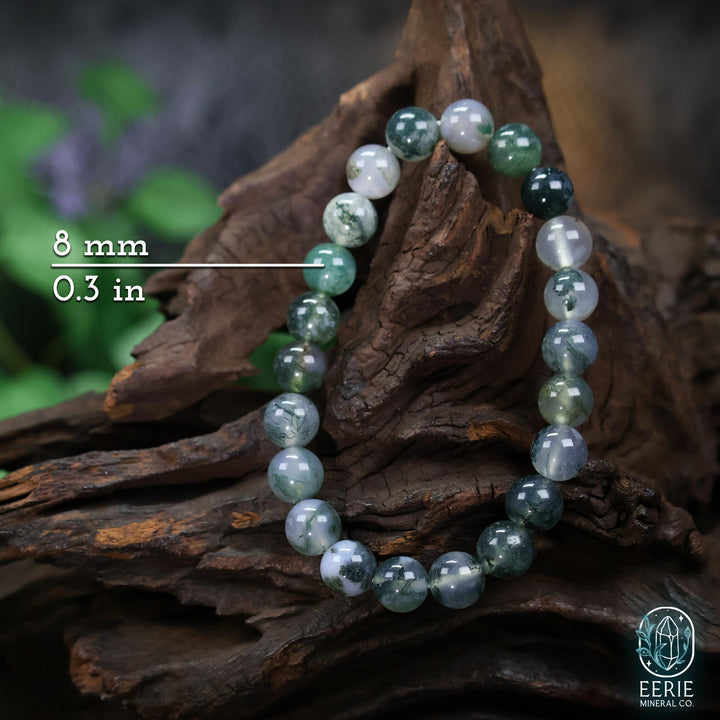 Moss Agate Gemstone Beaded Boho Stretch Bracelet