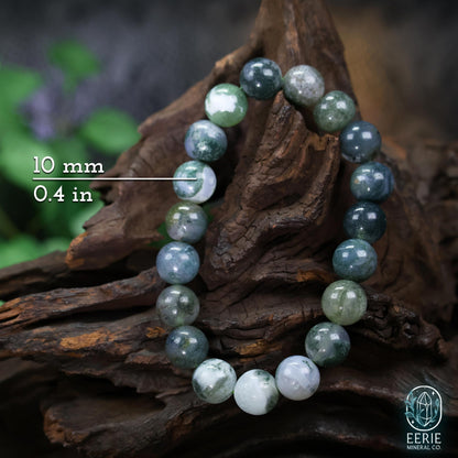 Moss Agate Gemstone Beaded Boho Stretch Bracelet