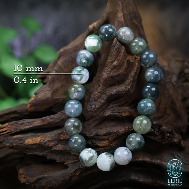 Moss Agate Gemstone Beaded Boho Stretch Bracelet