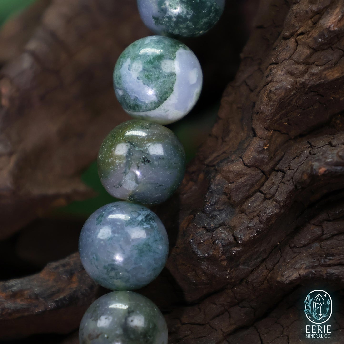 Moss Agate Gemstone Beaded Boho Stretch Bracelet