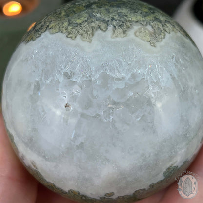 74mm Polished Druzy Moss Agate Sphere