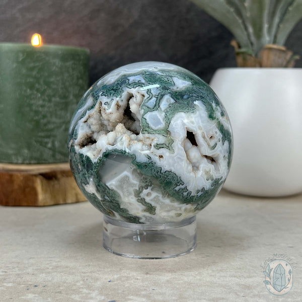 77mm Polished Botryoidal Moss Agate Sphere