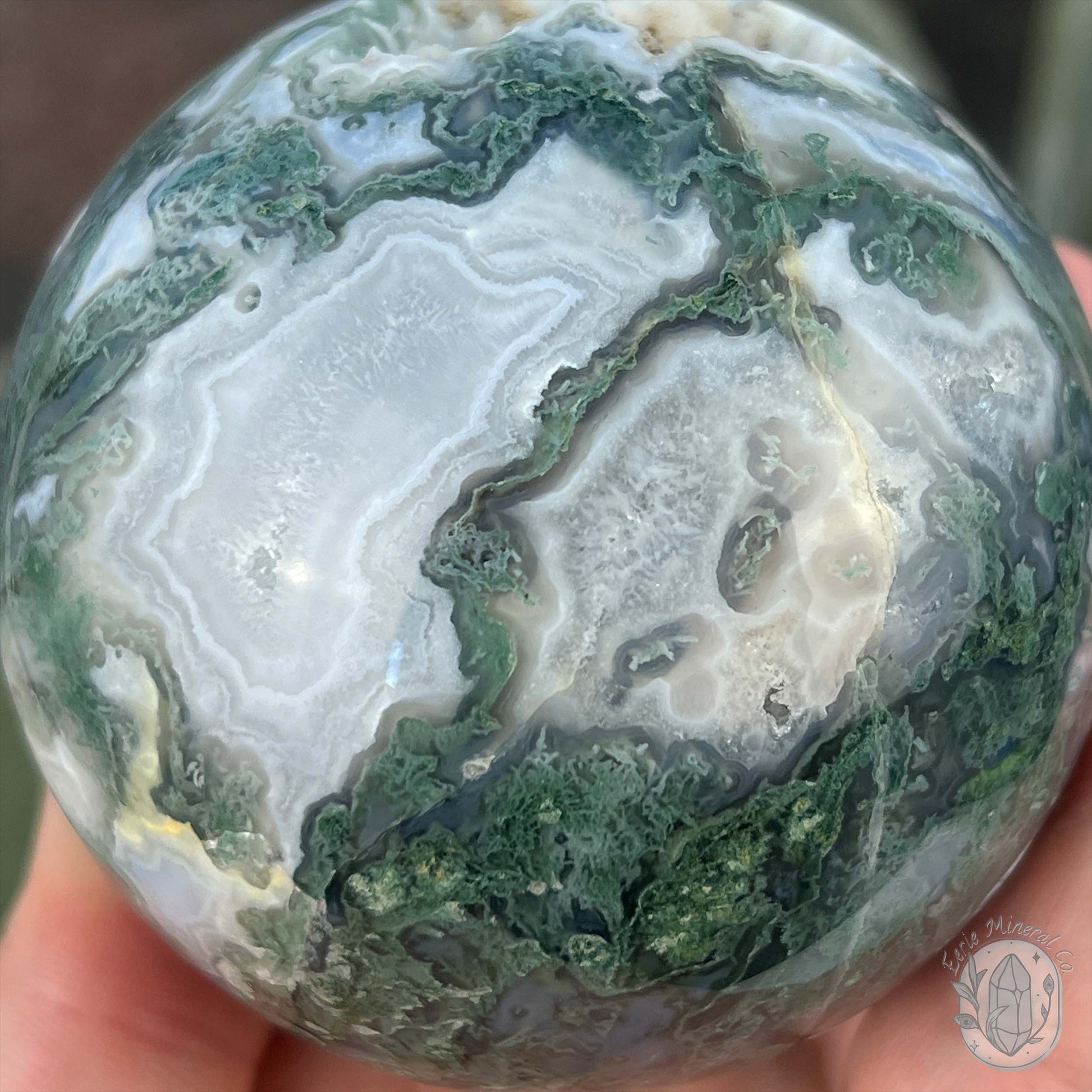 77mm Polished Botryoidal Moss Agate Sphere