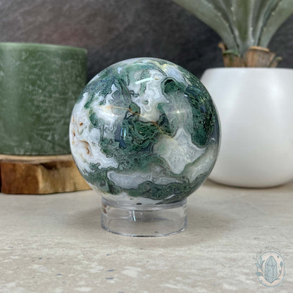 77mm Polished Botryoidal Moss Agate Sphere