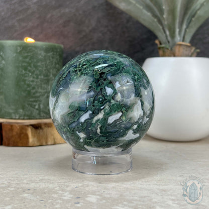77mm Polished Botryoidal Moss Agate Sphere
