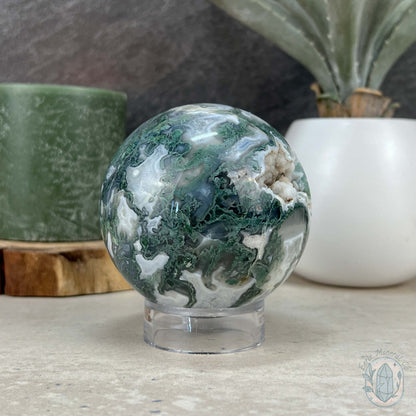77mm Polished Botryoidal Moss Agate Sphere