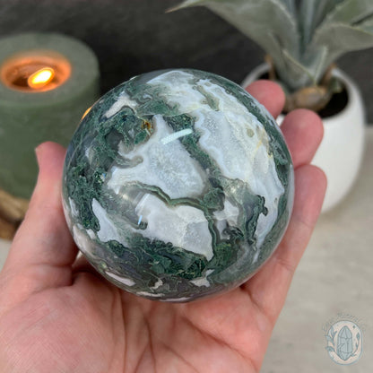 77mm Polished Botryoidal Moss Agate Sphere