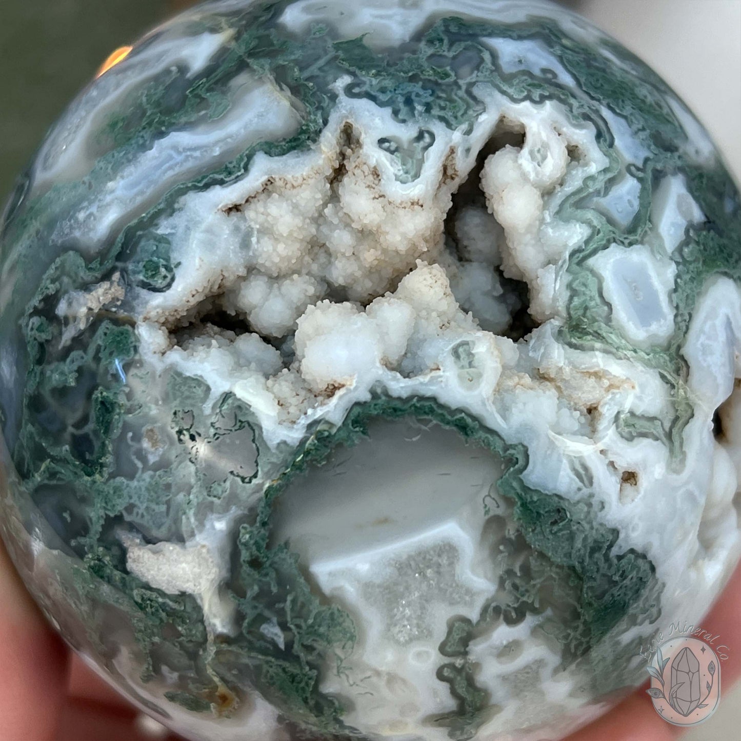 77mm Polished Botryoidal Moss Agate Sphere