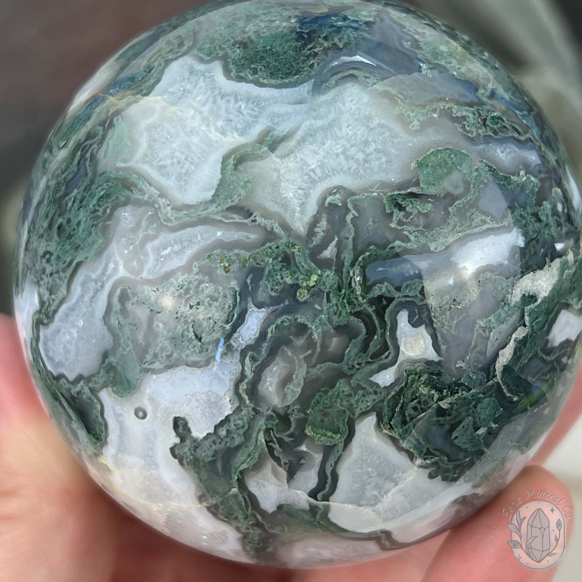 77mm Polished Botryoidal Moss Agate Sphere