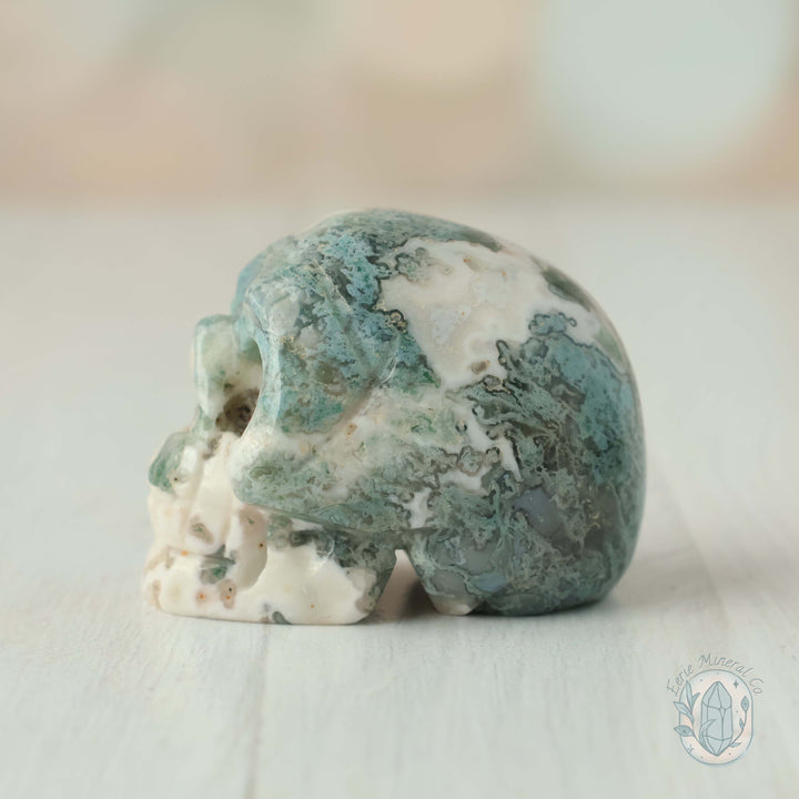 2" Moss Agate Skull Carving Set