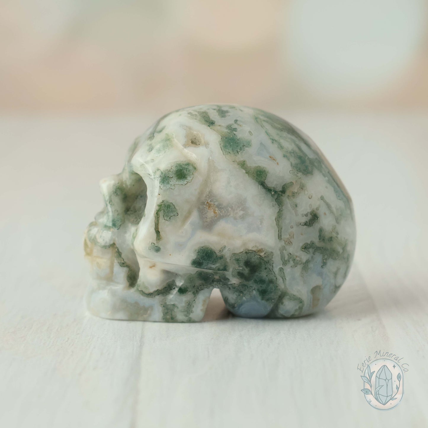 2" Moss Agate Skull Carving Set