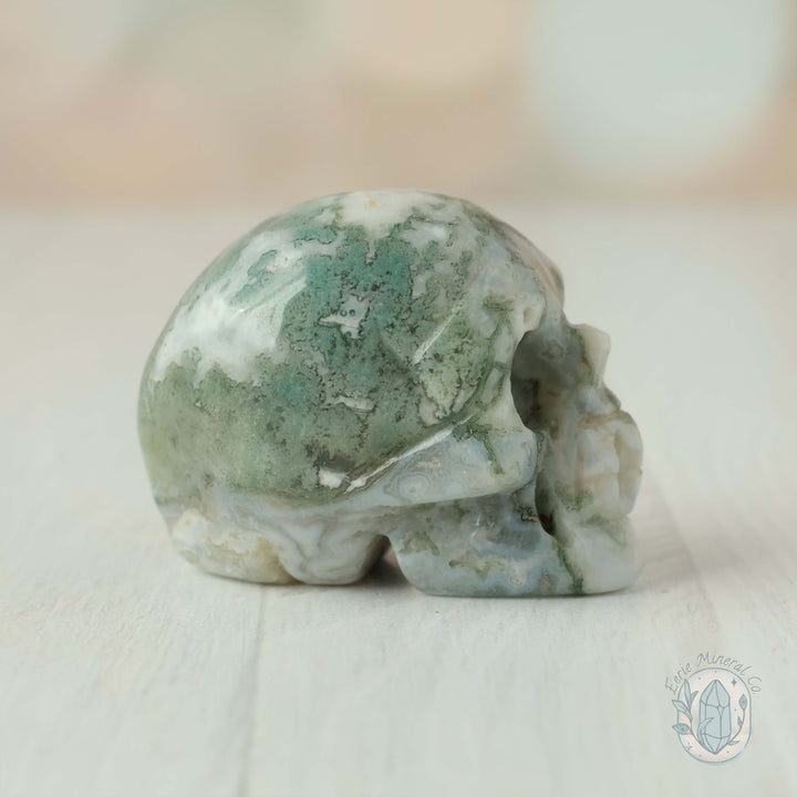 2" Moss Agate Skull Carving Set