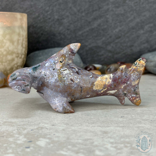 Ocean Jasper Hammerhead Shark Carving