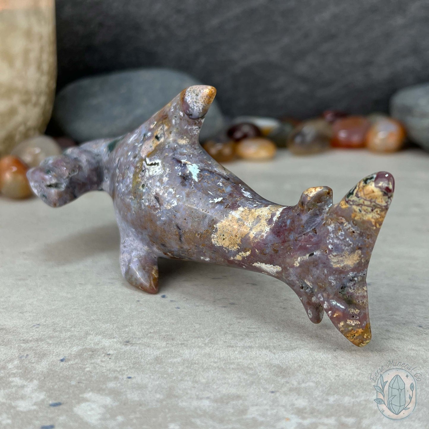 Ocean Jasper Hammerhead Shark Carving