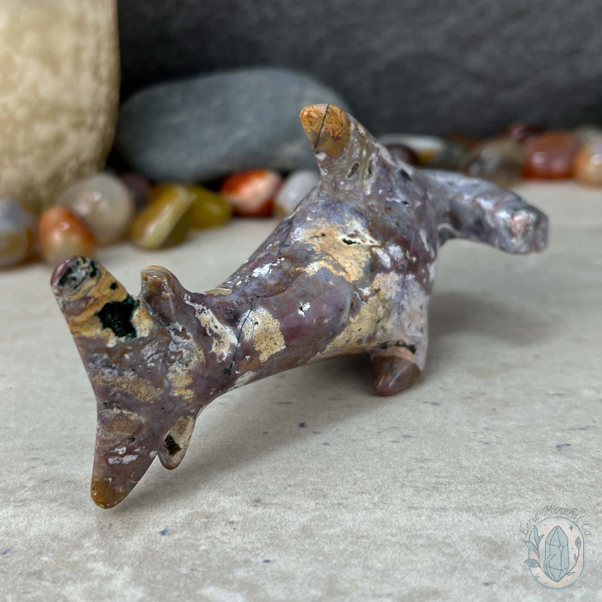 Ocean Jasper Hammerhead Shark Carving