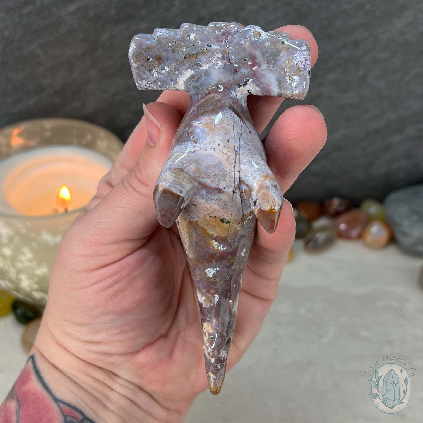 Ocean Jasper Hammerhead Shark Carving