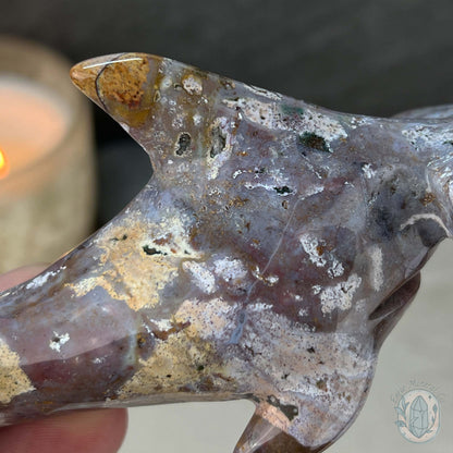 Ocean Jasper Hammerhead Shark Carving