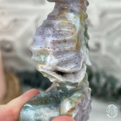 Druzy Ocean Jasper Seahorse Carving