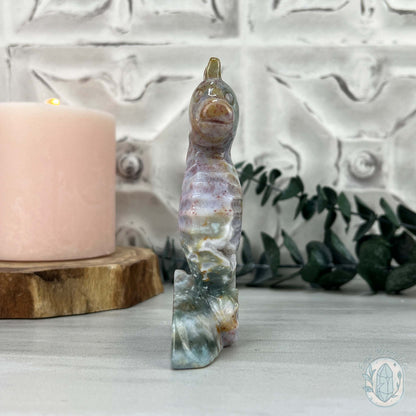 Druzy Ocean Jasper Seahorse Carving